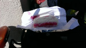 Raspberry rice bars are one of my ride staples.